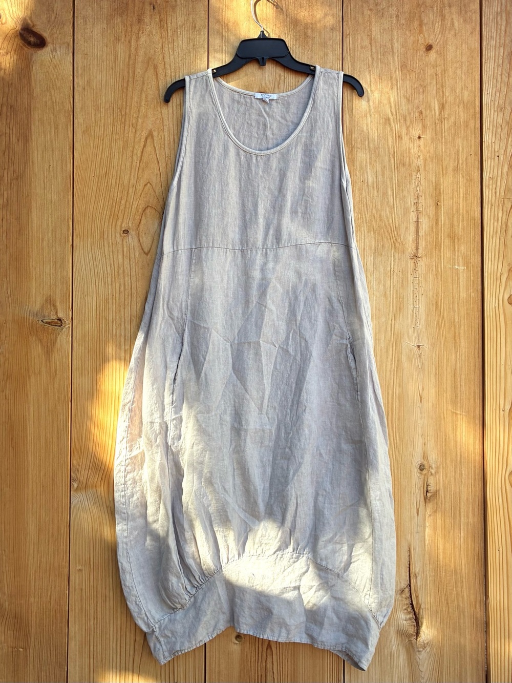 Rosemarine Made In Italy Tan Linen Long Sleeveless Dress Sz Medium